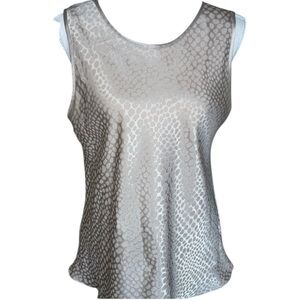 Vintage Halston Satin Damask Cami Tank Cream Gold Tones Size Large